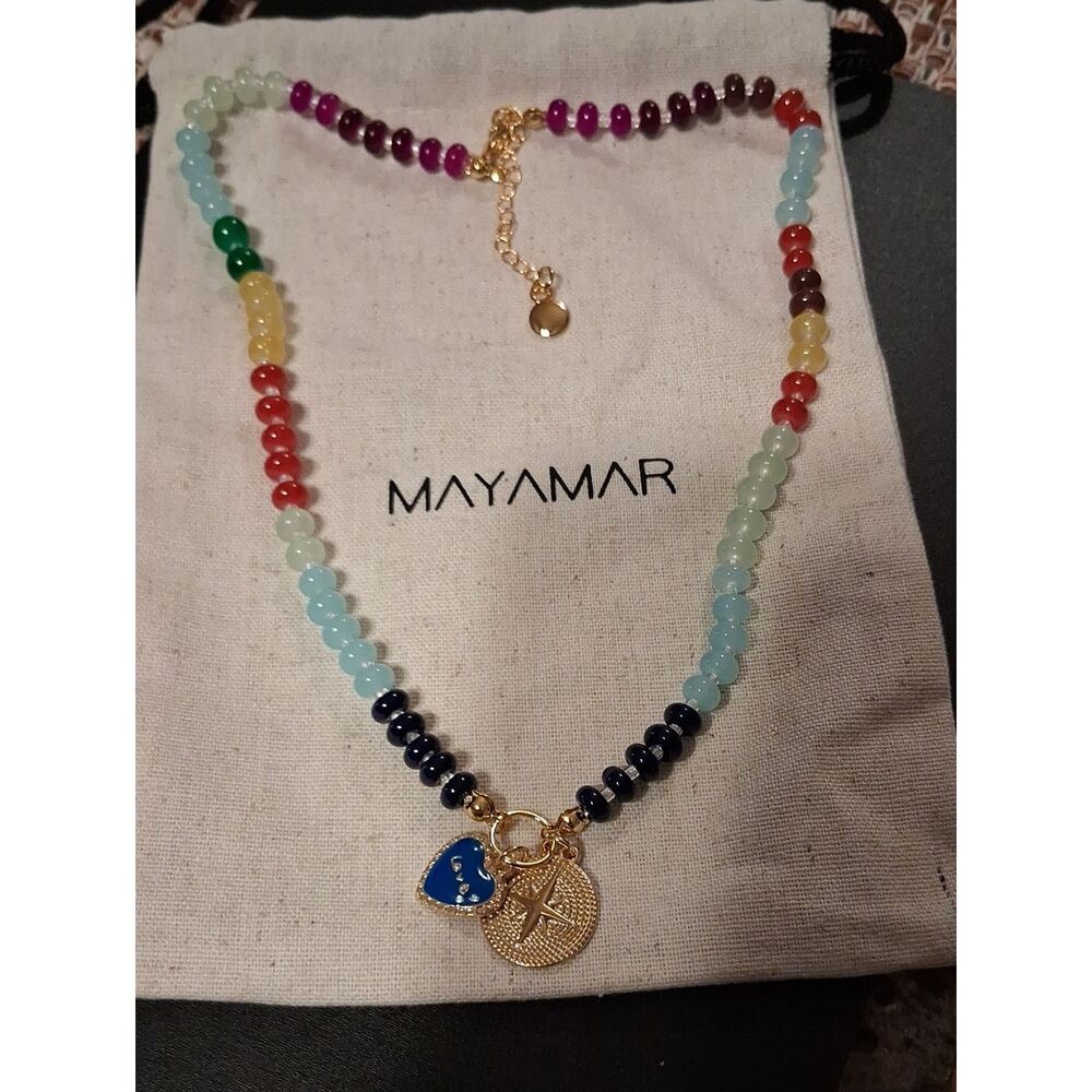 MAYAMAR Beautiful Multi-Colored 24K Heavy Dipped Gold Plated Love Necklace New